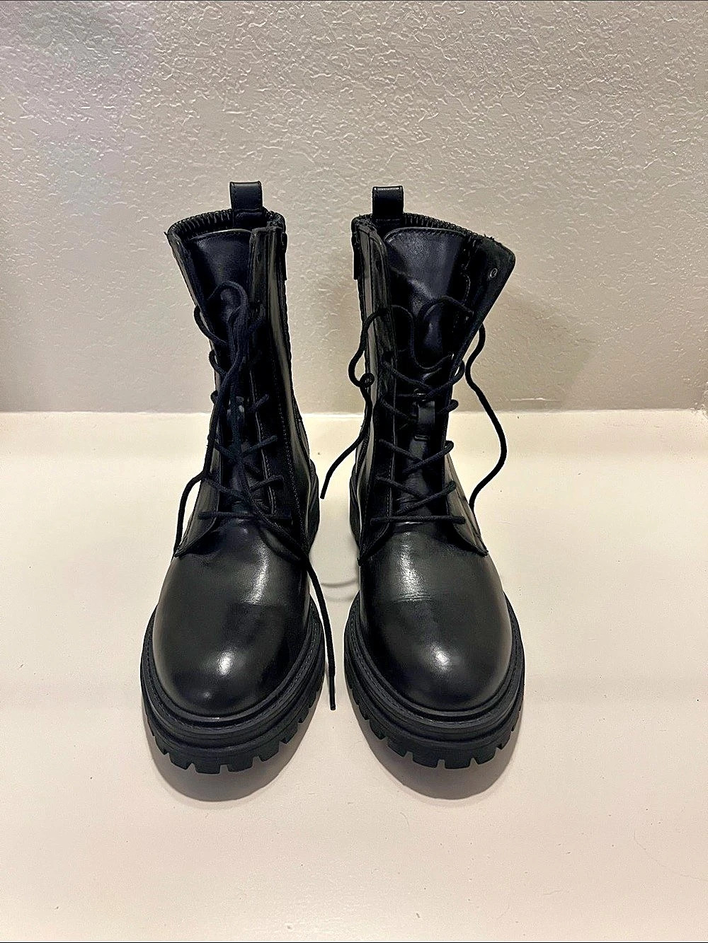 Black Platform Combat Boots Like New - Picture 2 of 4